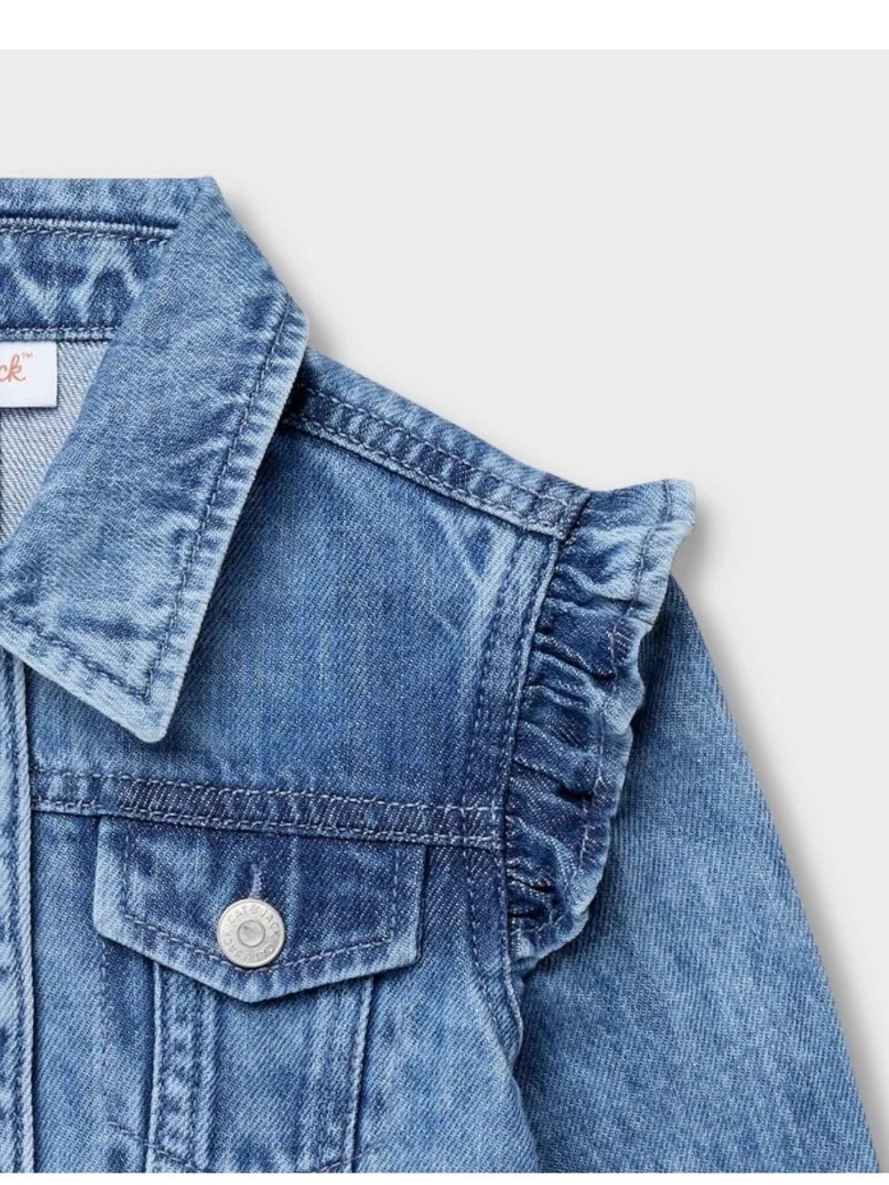 Toddler Girls Ruffle Sleeve Denim Jacket-Cat & Jack Medium Wash NWT Size 3T